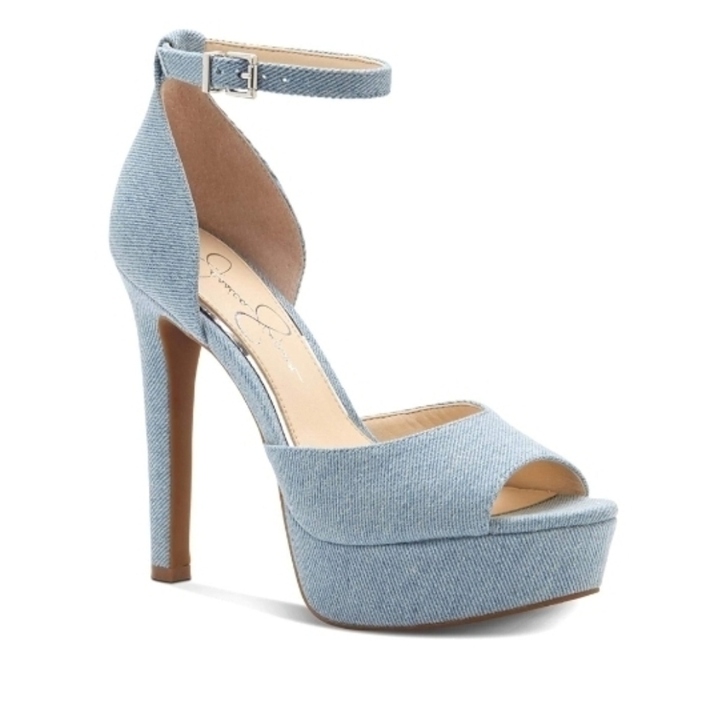 NWOT Jessica Simpson Beeya Light Denim Platform Sandals